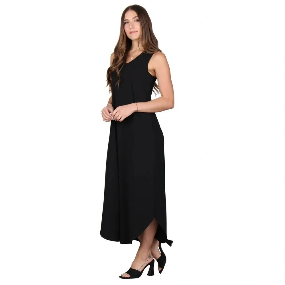 NWT Lildy Solid Shirt Tail Dress Black Size S-M